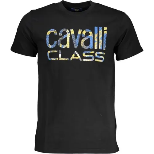 Crew Neck Printed T-Shirt , male, Sizes: L, XL, 2XL - Cavalli Class - Modalova