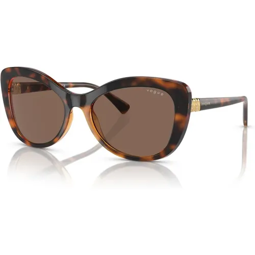 Dunkle Havana Sonnenbrille , Damen, Größe: 55 MM - Vogue - Modalova