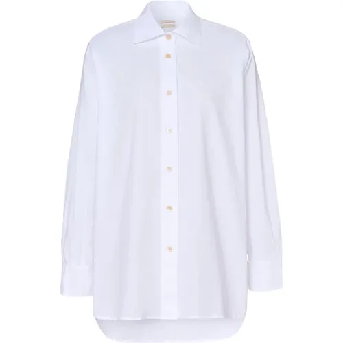 Oxford Cotton Oversized Shirt mit Badge , Damen, Größe: M - Massimo Alba - Modalova