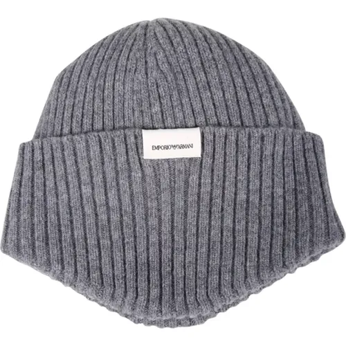 Melange Beanie Mütze , Herren, Größe: S/M - Emporio Armani - Modalova