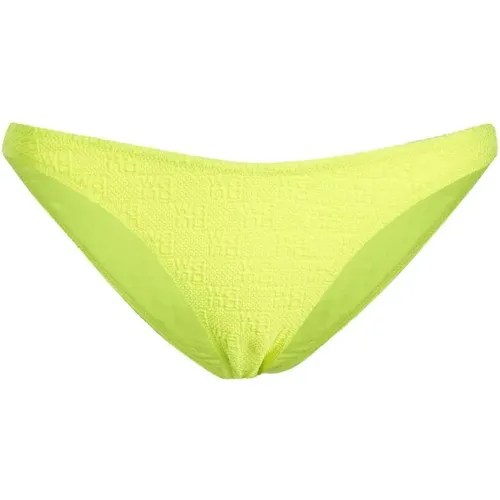 Neon Yellow Logo-Knit Bikini Bottoms , female, Sizes: M - alexander wang - Modalova
