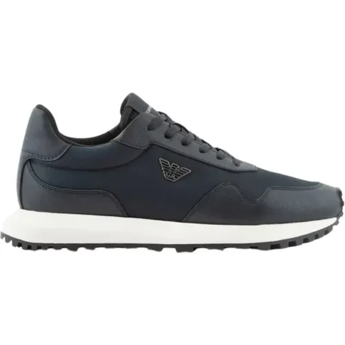 Navy Sneaker , male, Sizes: 7 UK, 9 UK, 6 UK, 8 UK, 10 UK - Emporio Armani - Modalova