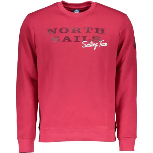 Roter Baumwollpullover mit Logo-Print , Herren, Größe: 2XL - North Sails - Modalova