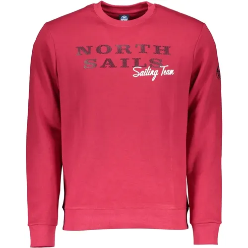 Roter Baumwollpullover mit Logo-Print , Herren, Größe: M - North Sails - Modalova