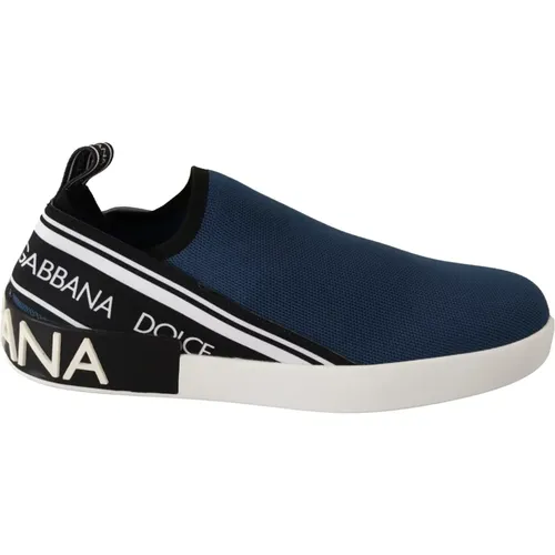 Blaue Stretch Logo Sneakers , Herren, Größe: 39 EU - Dolce & Gabbana - Modalova