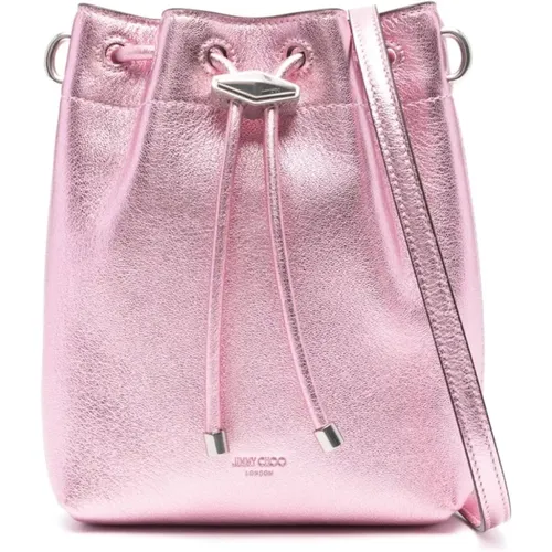 Rosa Metallic Leder Schultertasche - Jimmy Choo - Modalova