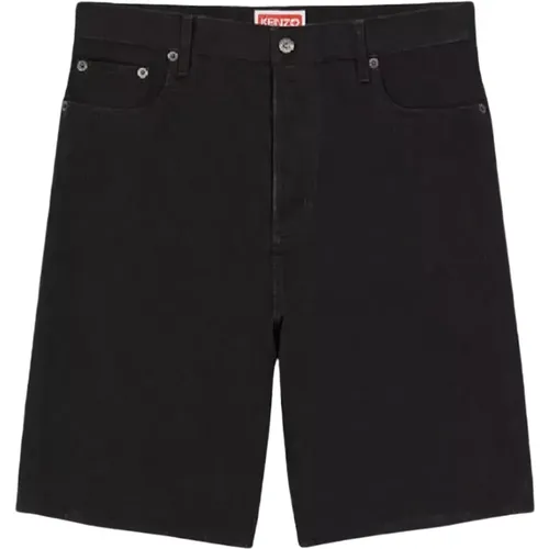 Schwarze Denim-Shorts mit Logo , Herren, Größe: W30 - Kenzo - Modalova