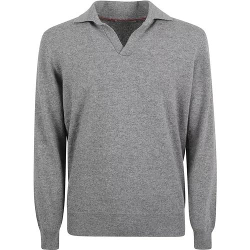 Grauer Pullover Polo Stil - BRUNELLO CUCINELLI - Modalova