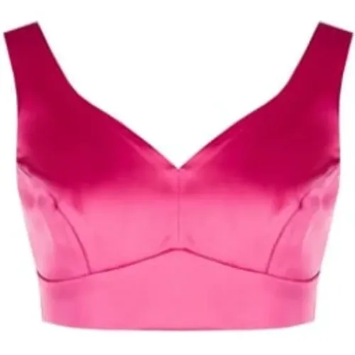 Satin Crop Top V-Ausschnitt Ärmellos , Damen, Größe: M - RINASCIMENTO - Modalova