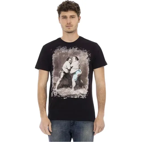 Schwarzes Casual T-Shirt mit Frontprint , Herren, Größe: M - Trussardi - Modalova