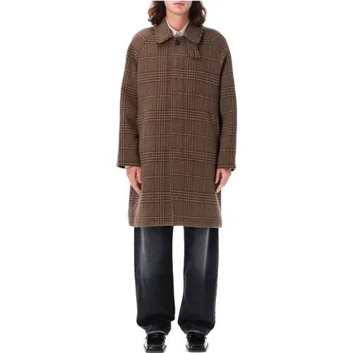 Check Wool Coat Stylish Outerwear , male, Sizes: L - mfpen - Modalova