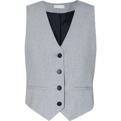 Grey V-Neck Sleeveless Jacket , female, Sizes: S, M, 2XS, XS, L - Liu Jo - Modalova