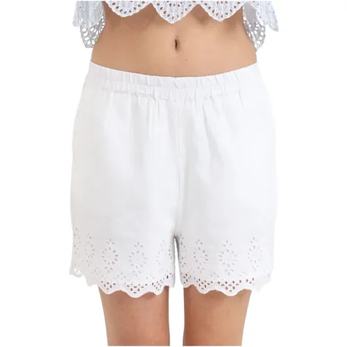 Weiße Shorts mit Spitzen-Detail , Damen, Größe: L - Only - Modalova