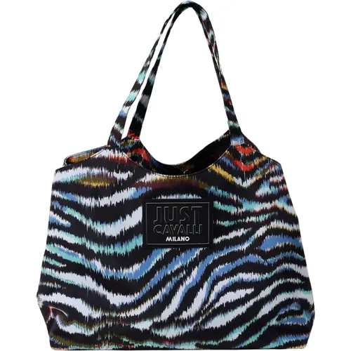 Zebra Print Nylon Tote Bag , female, Sizes: ONE SIZE - Just Cavalli - Modalova