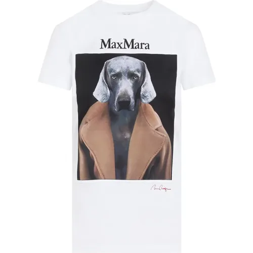 T-Shirt with Printed Dog , female, Sizes: S, XS, M - Max Mara - Modalova