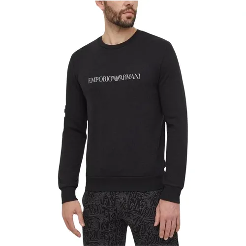Schwarzer Bedruckter Langarm-Sweatshirt , Herren, Größe: 2XL - Emporio Armani - Modalova