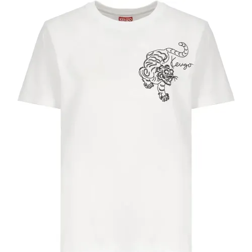 Cotton T-shirt with Embroidery , female, Sizes: M - Kenzo - Modalova