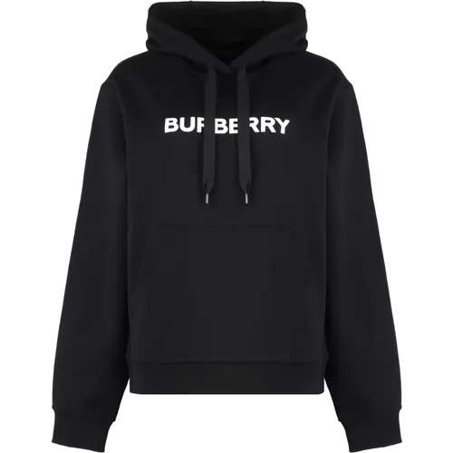 Gerippter Baumwollhoodie mit Elastan , Damen, Größe: M - Burberry - Modalova