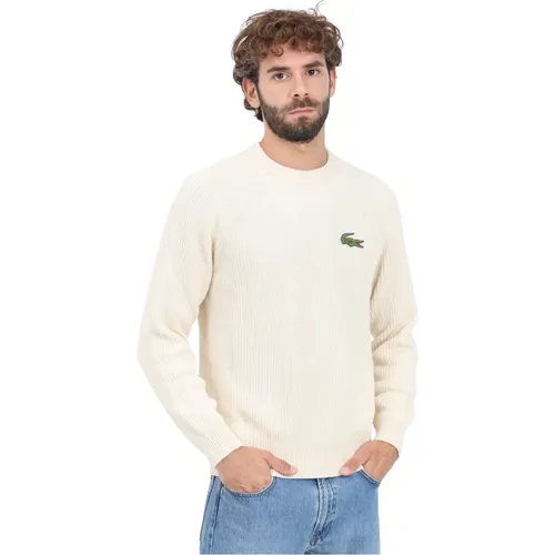 Winter Ribbed Sweater Cream , male, Sizes: XL, M, 2XL, L - Lacoste - Modalova