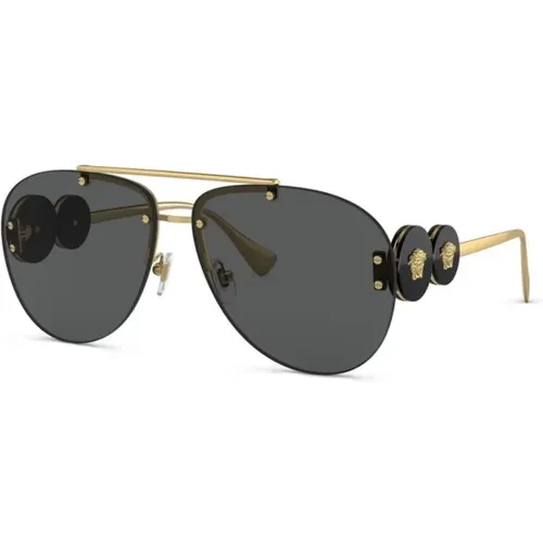 Gold Sunglasses with Original Accessories , female, Sizes: 63 MM - Versace - Modalova