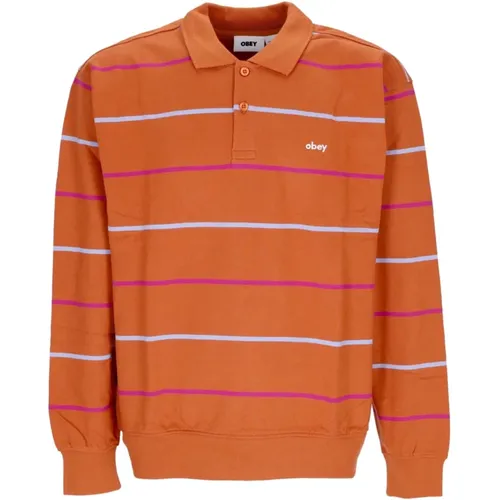 Gestreifter Fleece Polo Sweatshirt - Obey - Modalova