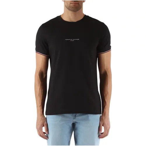 Slim Fit Baumwolle Logo T-shirt , Herren, Größe: M - Tommy Hilfiger - Modalova