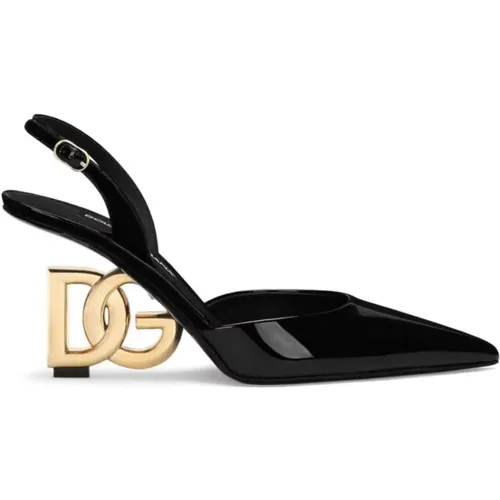 Schwarze Absatz Slingback Cross Schuhe - Dolce & Gabbana - Modalova