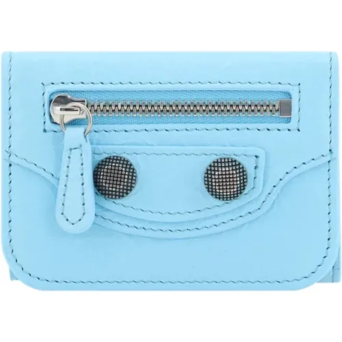 Leather Wallet with Button Closure , female, Sizes: ONE SIZE - Balenciaga - Modalova