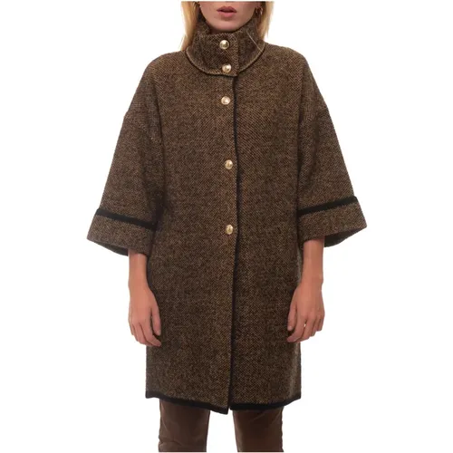 Wool Coat with Single Button , female, Sizes: S, L, M - Liu Jo - Modalova