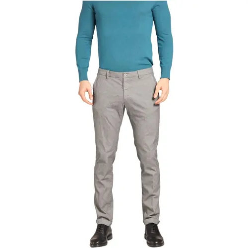 Schmale Passform Graue Chino Hose Mikromuster , Herren, Größe: XS - Mason's - Modalova