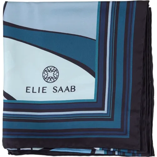 Printed Silk Scarf with Logo , female, Sizes: ONE SIZE - Elie Saab - Modalova