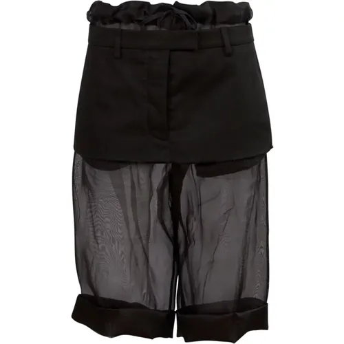 Silk Organza Shorts with Gabardine Miniskirt Overlay , female, Sizes: S - Maison Margiela - Modalova