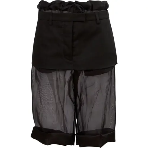 Silk Organza Shorts with Gabardine Miniskirt Overlay , female, Sizes: XS, S, 2XS - Maison Margiela - Modalova