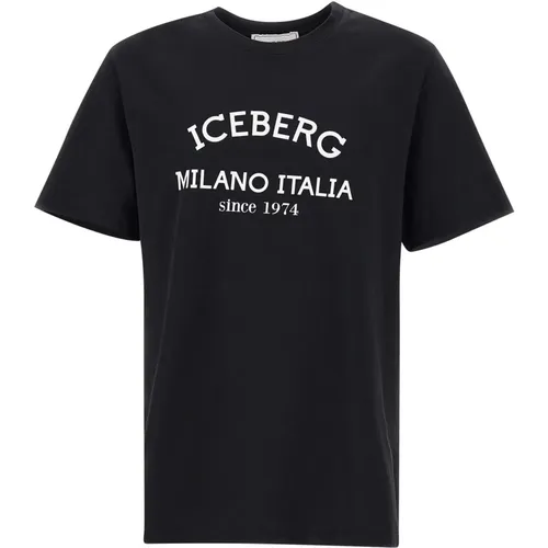 Crew Neck Logo Print T-shirt , male, Sizes: S, M, XL - Iceberg - Modalova