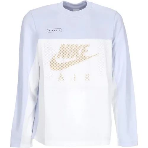 Sportliches Langarm Crew T-Shirt Grau/Weiß , Herren, Größe: S - Nike - Modalova