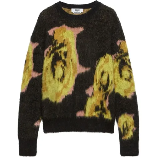 Blumiges Intarsia-Strickpullover , Herren, Größe: L - MSGM - Modalova