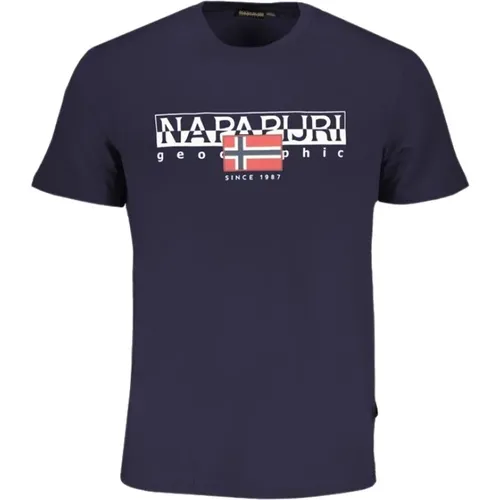 Druck Logo Bio-Baumwolle T-Shirt , Herren, Größe: S - Napapijri - Modalova