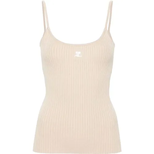 Geripptes Strappy Top , Damen, Größe: M - Courrèges - Modalova