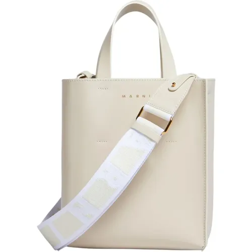 Museo mini bag in cream leather , female, Sizes: ONE SIZE - Marni - Modalova