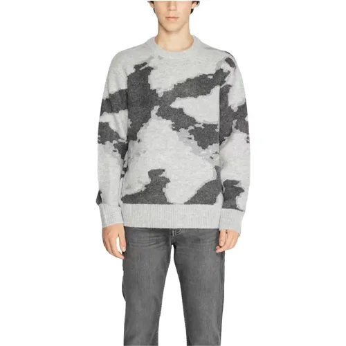 Grauer Print Strickpullover - jack & jones - Modalova