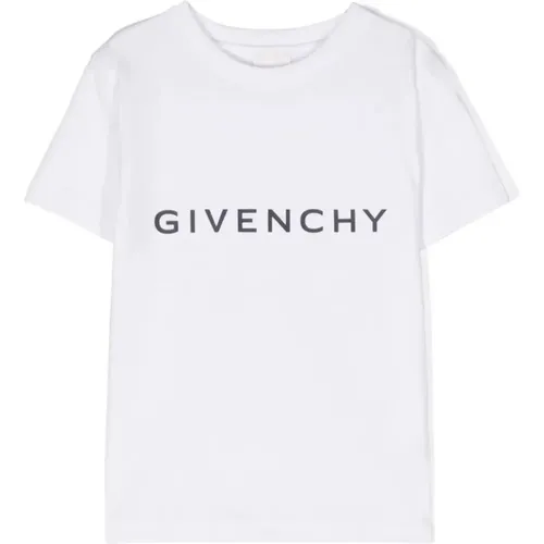 Kinder Weißes T-Shirt Rundhalsausschnitt Kurze Ärmel,Weiße Baumwoll-T-Shirt mit Logo-Print - Givenchy - Modalova