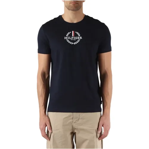 Slim Fit Baumwoll Logo T-shirt , Herren, Größe: M - Tommy Hilfiger - Modalova