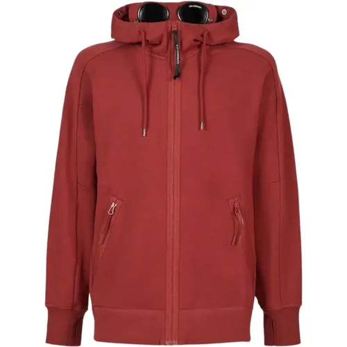 Zip-through Hoodie in Ketchup-Farbe , Herren, Größe: XL - C.P. Company - Modalova