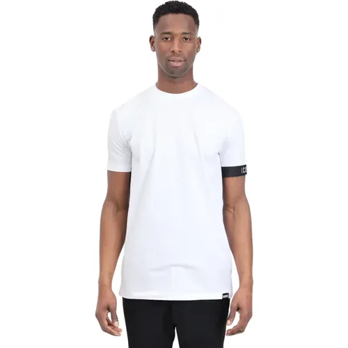 Weißes T-Shirt mit Schwarzer Elastikband , Herren, Größe: 2XL - Dsquared2 - Modalova