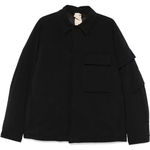 Schwarze Leichte Jacke mit Taschen , Herren, Größe: XL - Ten C - Modalova