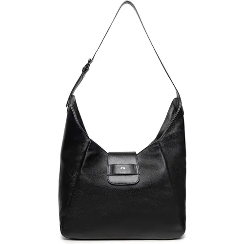 Leather Shoulder Bag with Gold Zipper , female, Sizes: ONE SIZE - Nerogiardini - Modalova