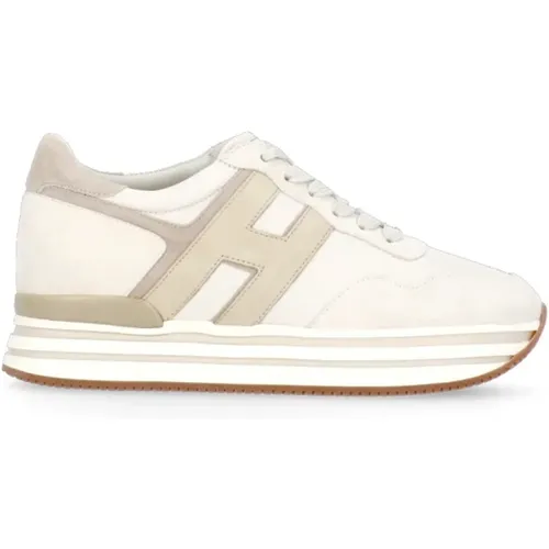 Ivory Leather Sneakers with Platform Sole , female, Sizes: 4 UK, 2 1/2 UK, 5 1/2 UK, 2 UK, 4 1/2 UK, 3 1/2 UK, 5 UK, 6 UK - Hogan - Modalova