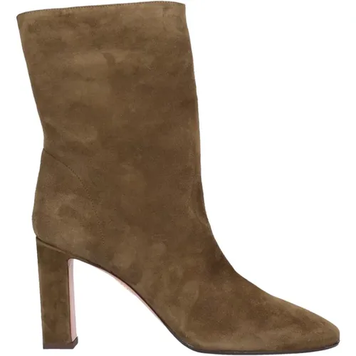Classic ankle boots Manzoni 85 suede leather , female, Sizes: 3 UK, 5 UK, 4 UK - Aquazzura - Modalova