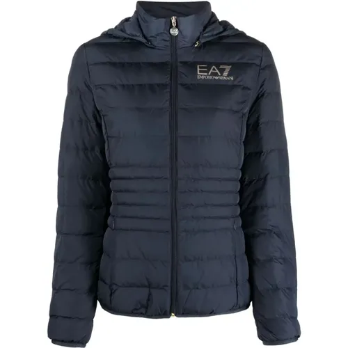 Blaue Bomberjacke Casual Stil , Damen, Größe: 2XS - Emporio Armani EA7 - Modalova