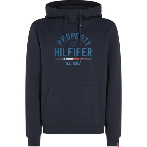 Blaue Kapuzenpullover Sweatshirt Baumwollmischung , Herren, Größe: XL - Tommy Hilfiger - Modalova